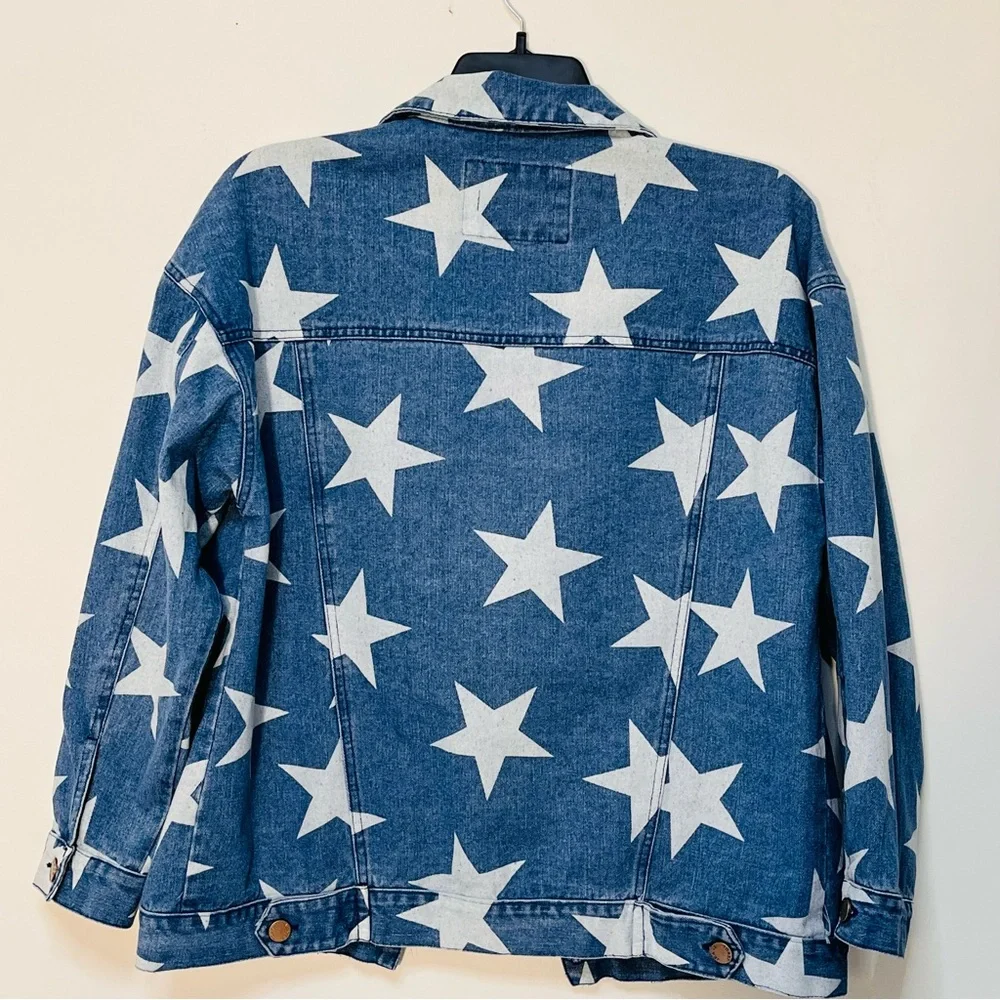 TOAST JEANS Star Print Oversized Women’s Jacket Sz S 100% Cotton